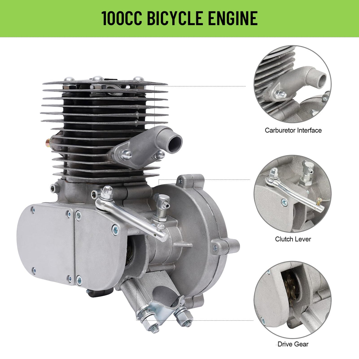 2 Stroke 100cc Bicycle Engine Kit with 44 Tooth Sprocket F4140
