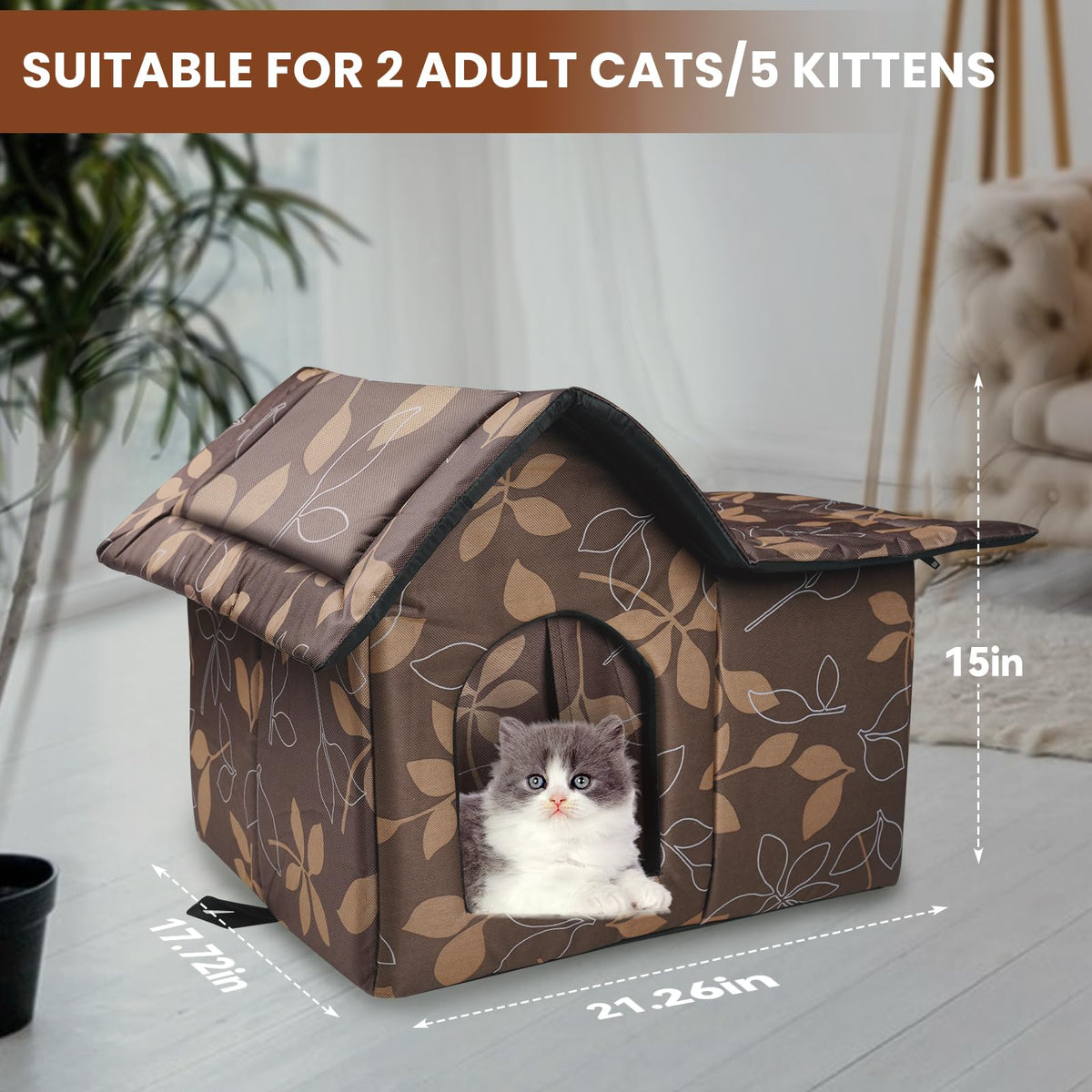 Weatherproof Collapsible Outdoor Cat House with Mat T361