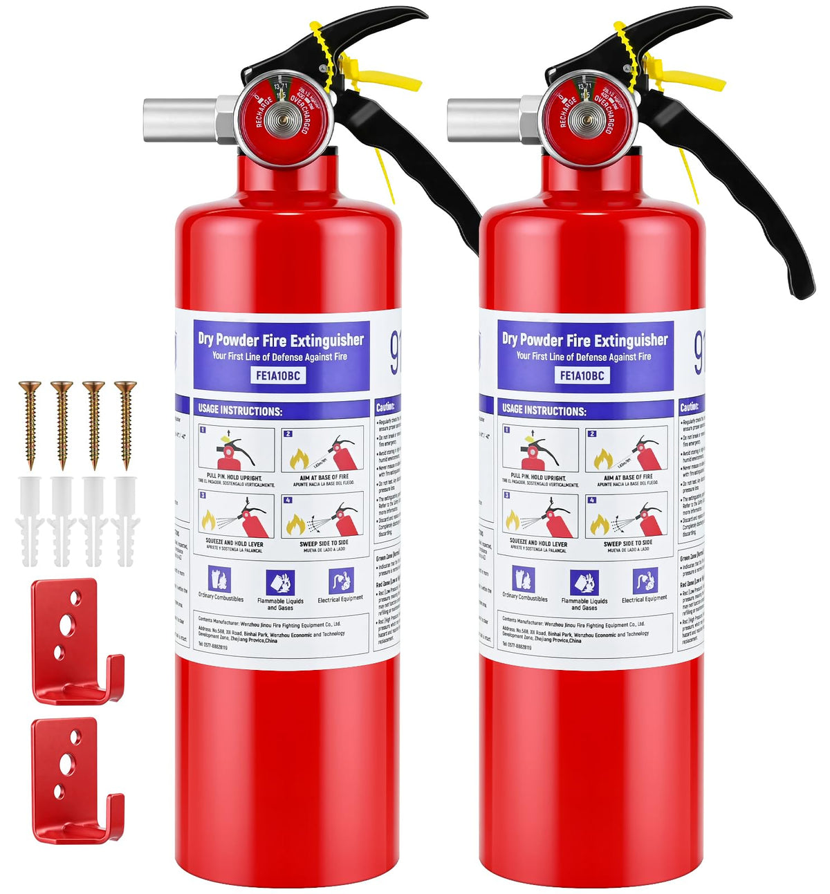 2 Pack 2.5LB ABC Dry Powder Fire Extinguisher J601