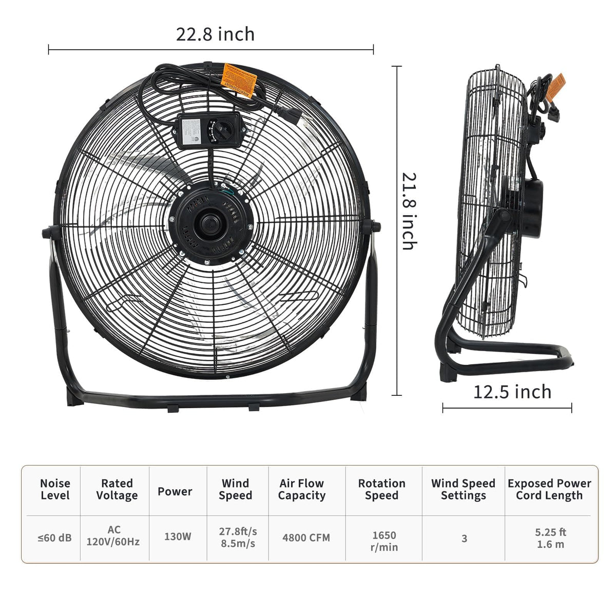 20 Inch 3 Speed High Velocity Industrial Floor Fan P957