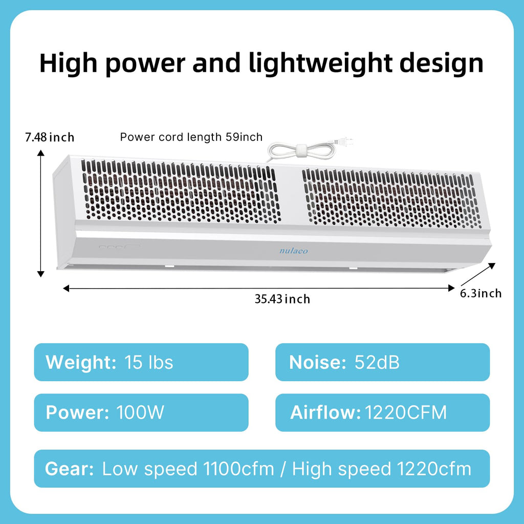 36'' Wall-Mounted 2-Speed Air Curtain V4002