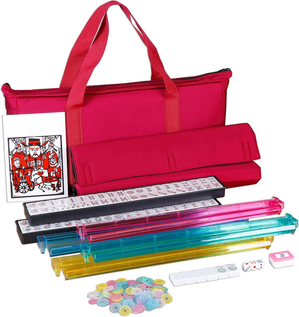 166 Tiles Mahjong Set with Racks Pushers Bag T143032