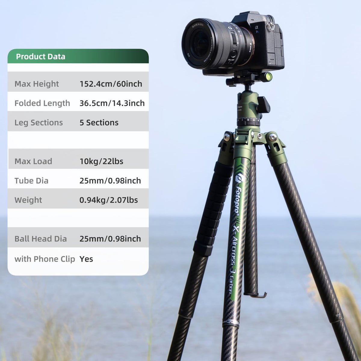 Carbon Fiber 60 Inch Camera Tripod B3652