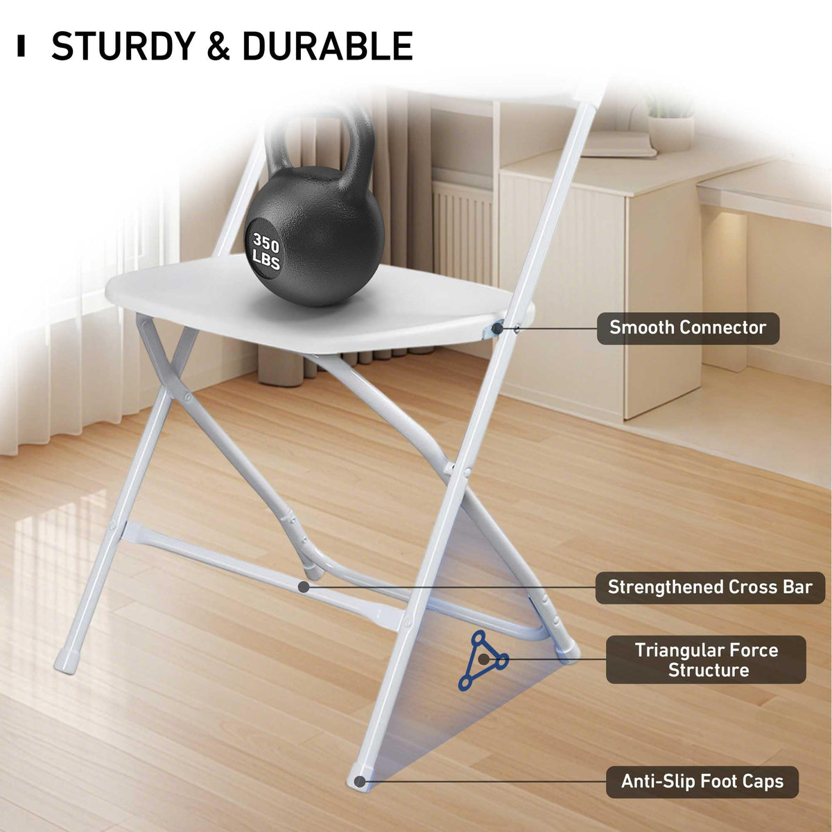10 Pack White Plastic Folding Chairs with Steel Frame T67898