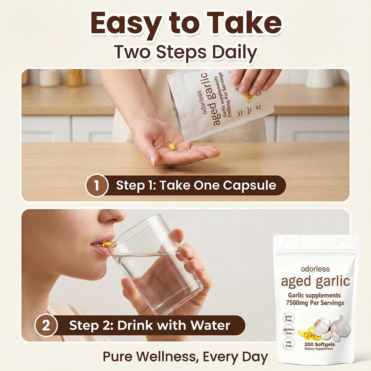 Odorless Aged Garlic Extract 200 Softgels E708