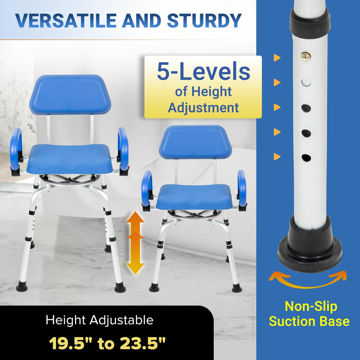 Swivel Shower Chair with Padded Seat, Back & Arms T330233