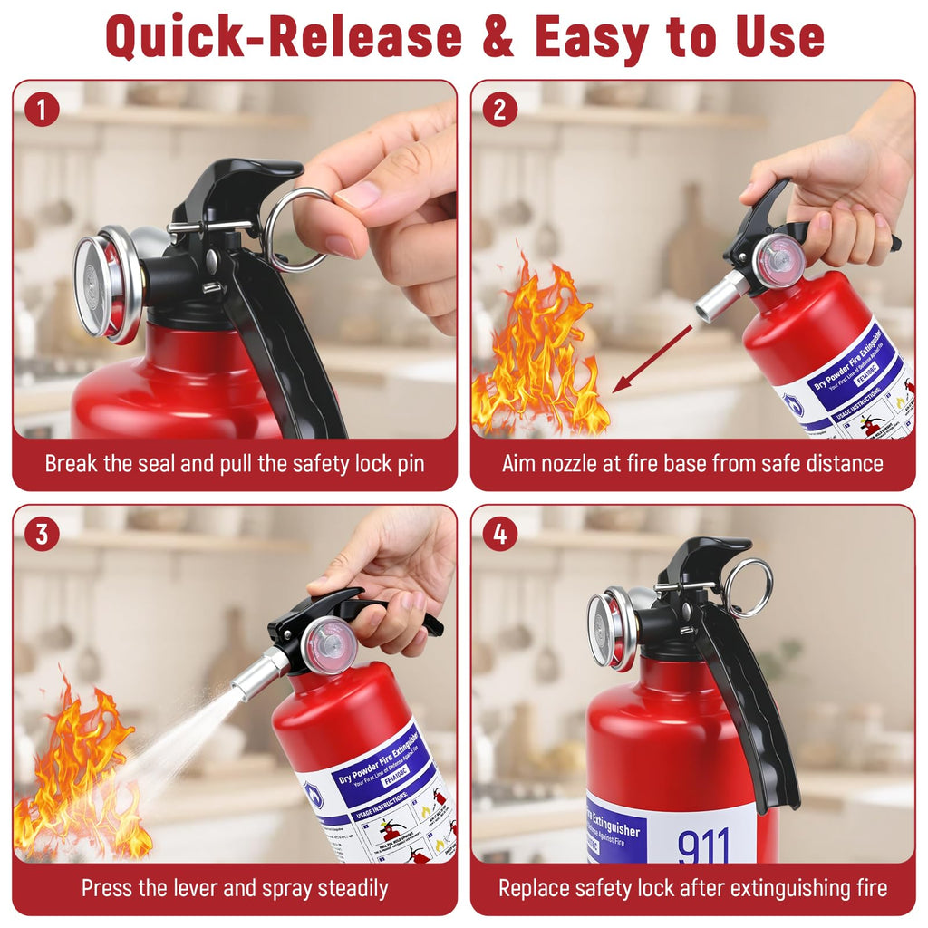 2 Pack 2.5LB ABC Dry Powder Fire Extinguisher J601