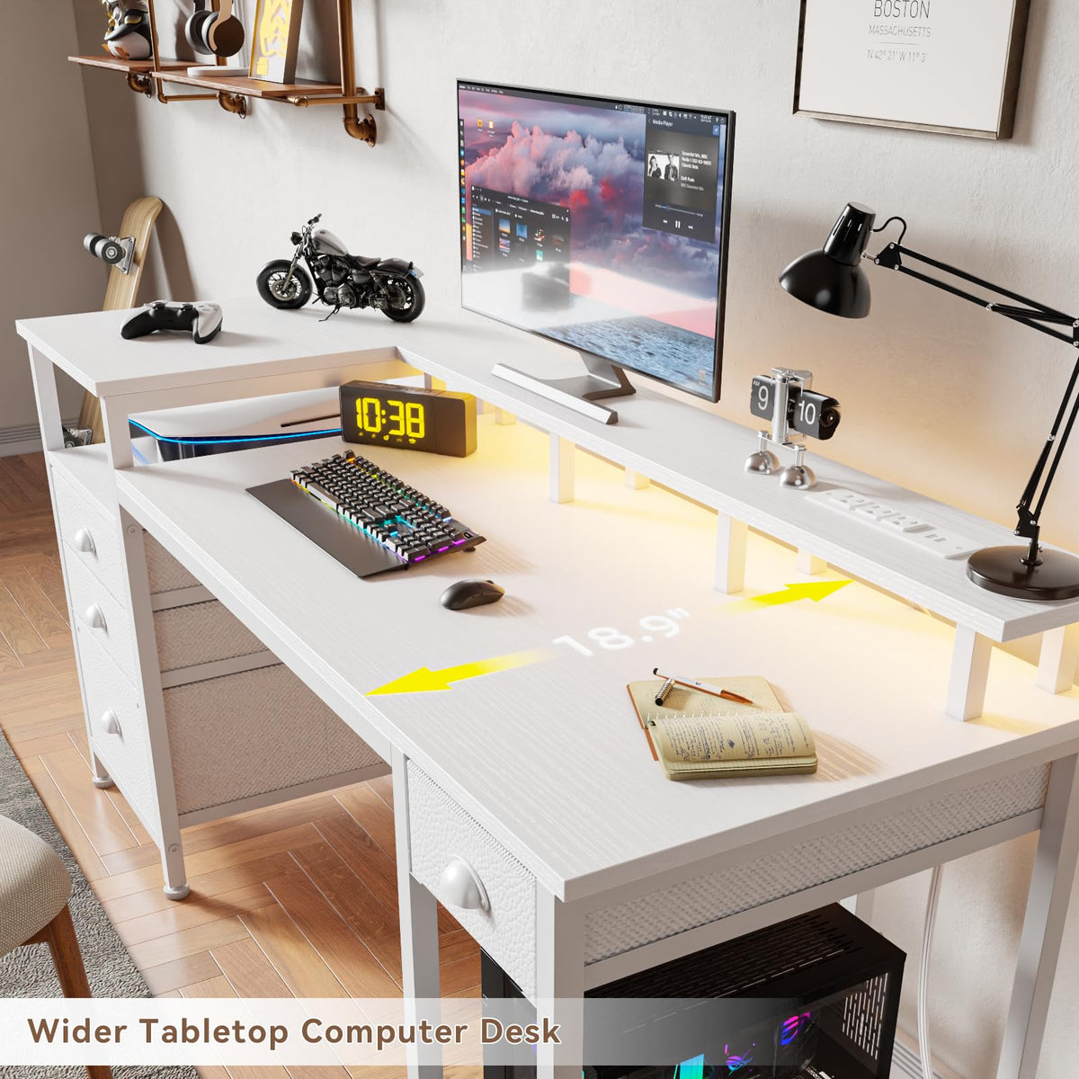 White Computer Desk with 4 Drawers P271722