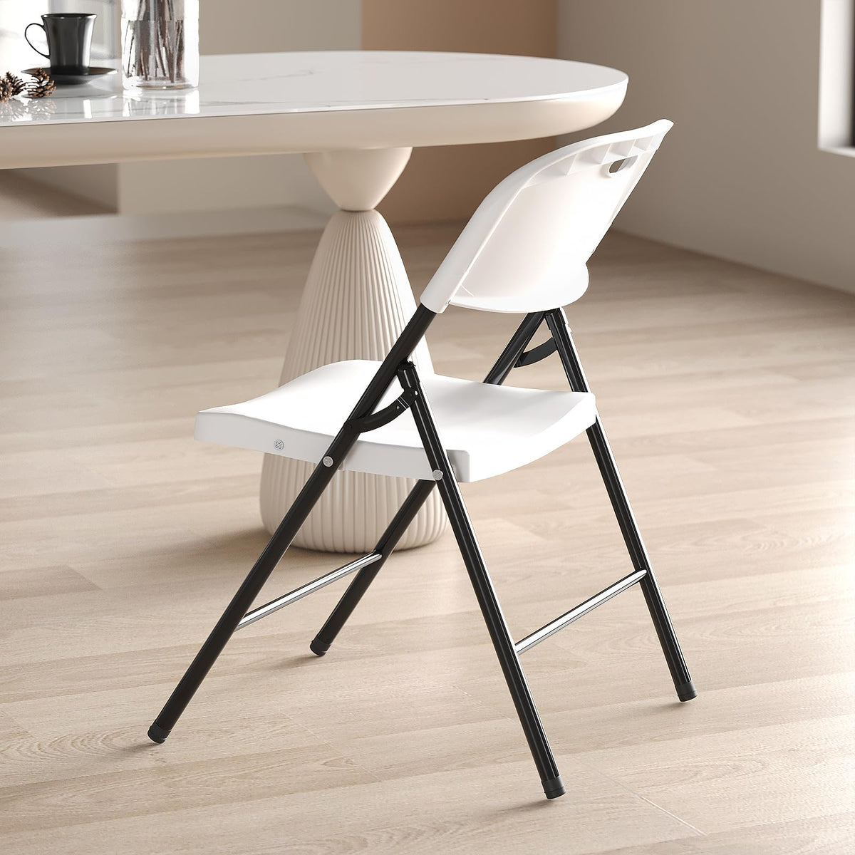 Heavy Duty Plastic Folding Chair with Steel Frame, White, 16 Pack S468
