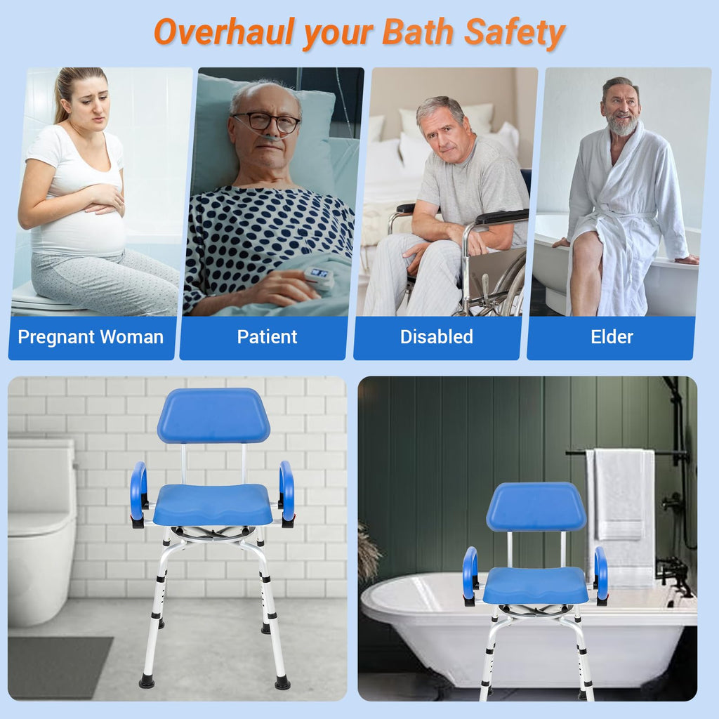 Swivel Shower Chair with Padded Seat, Back & Arms T330233