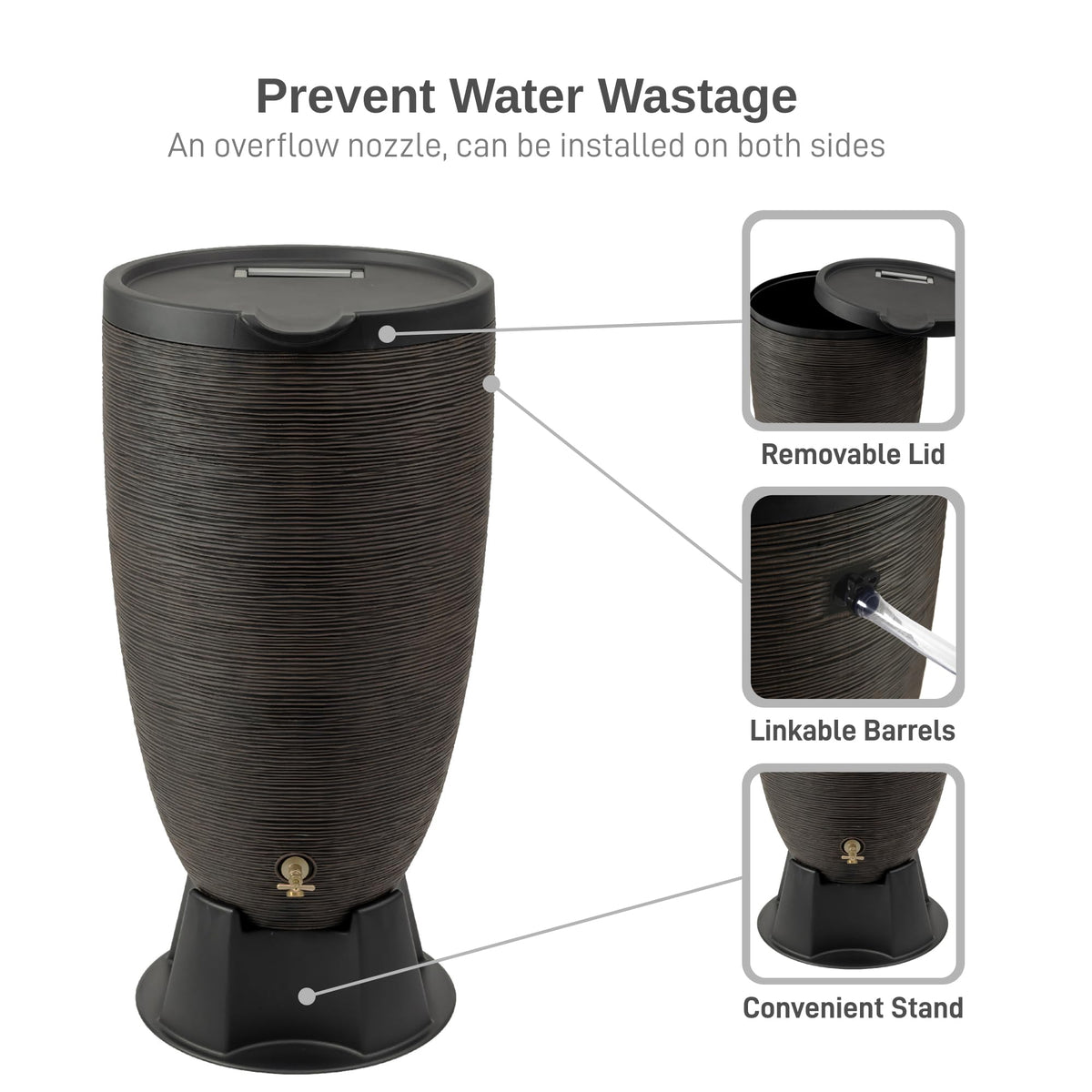 50-Gallon Rain Barrel with Stand and Removable Lid A37639