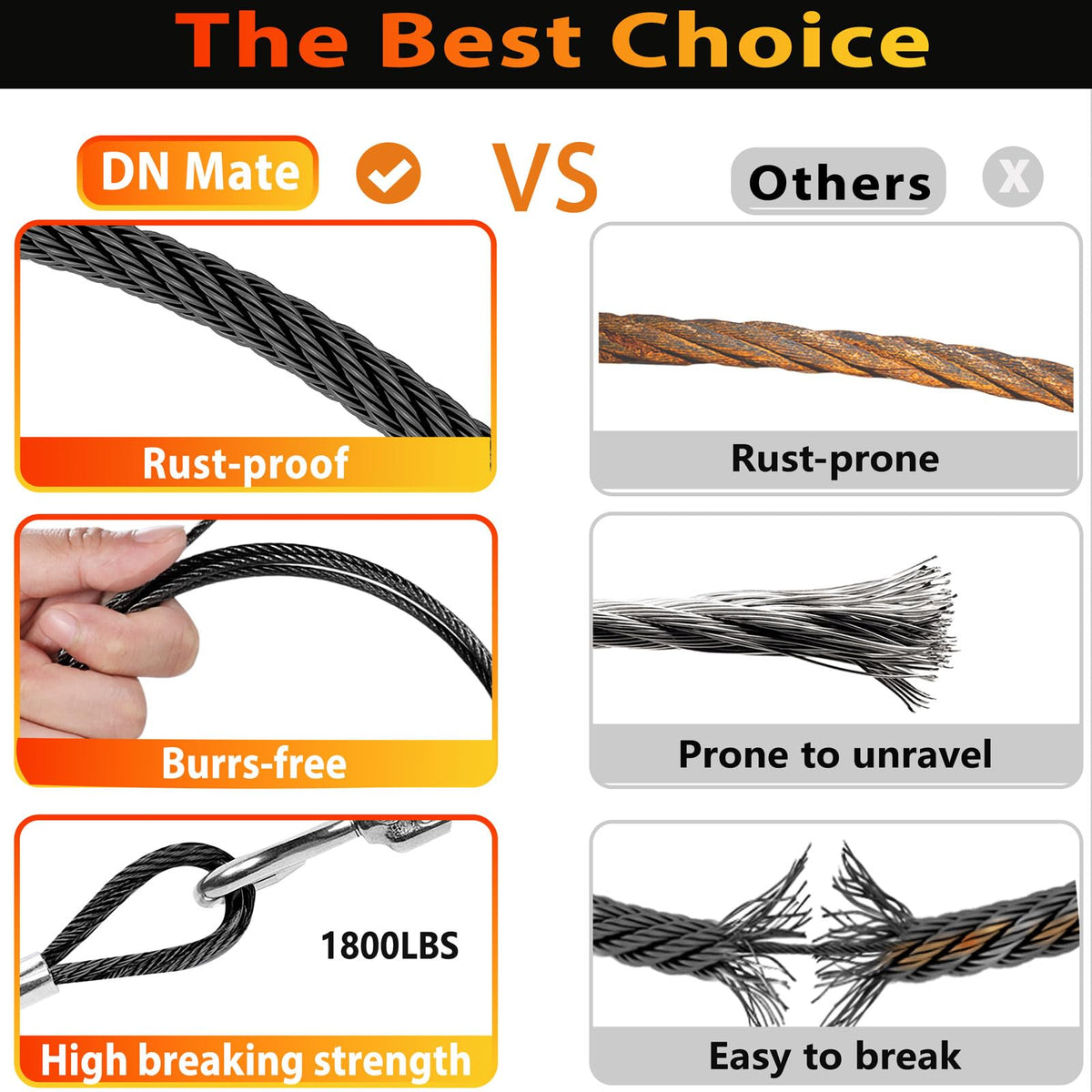 Black Stainless Steel Cable for Railing 220FT 1/8" T316 Wire Rope E20110