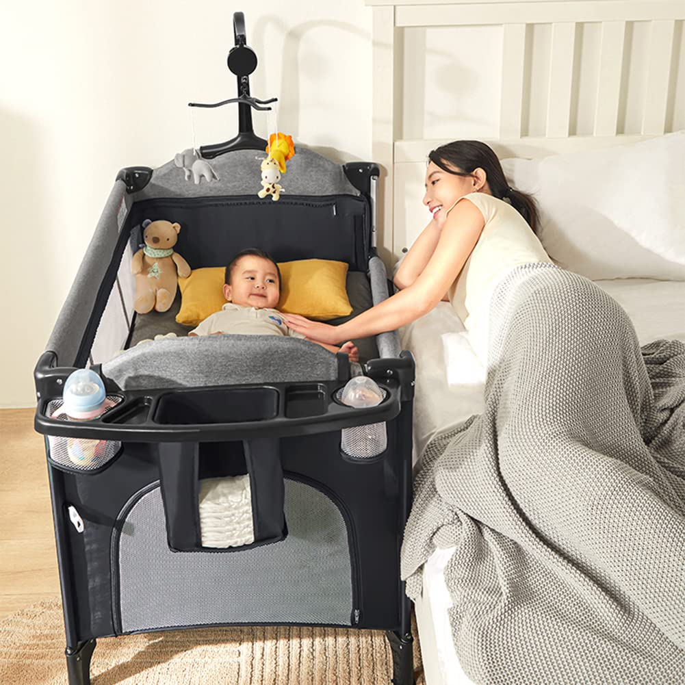 5-in-1 Portable Crib Playard with Carry Bag O646