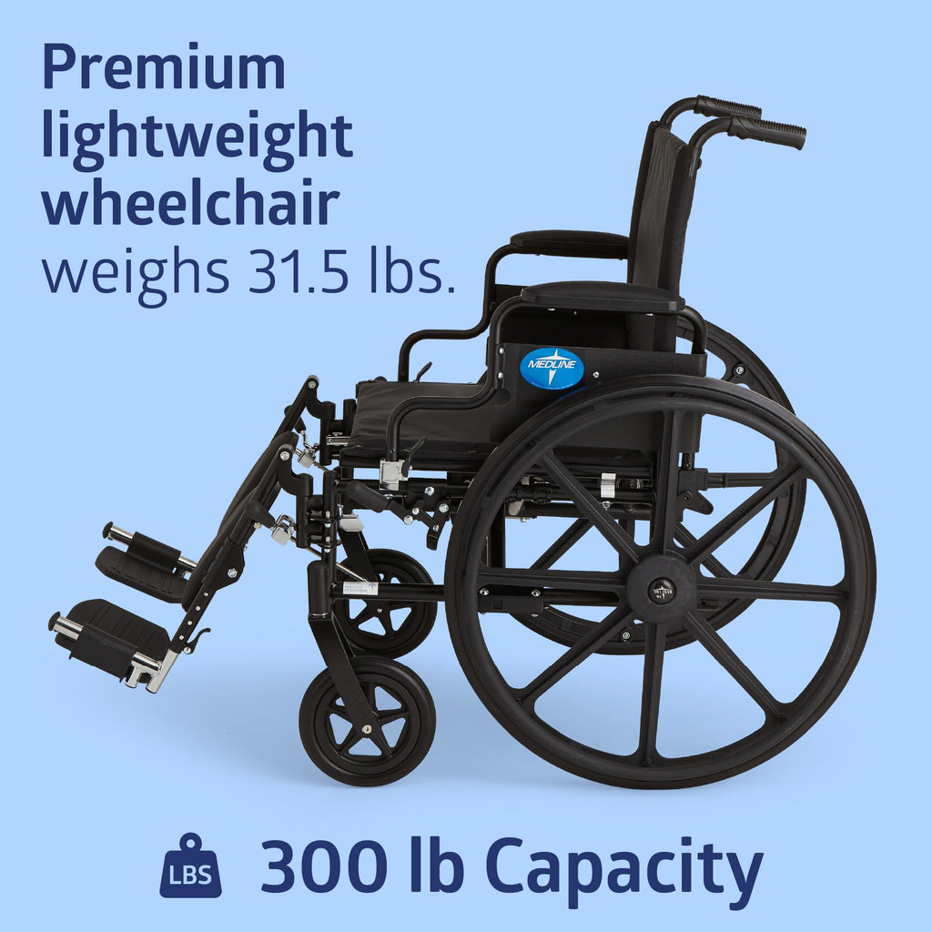 Lightweight Wheelchair with 18" Wide Seat and 300 lb. Weight Capacity Q871