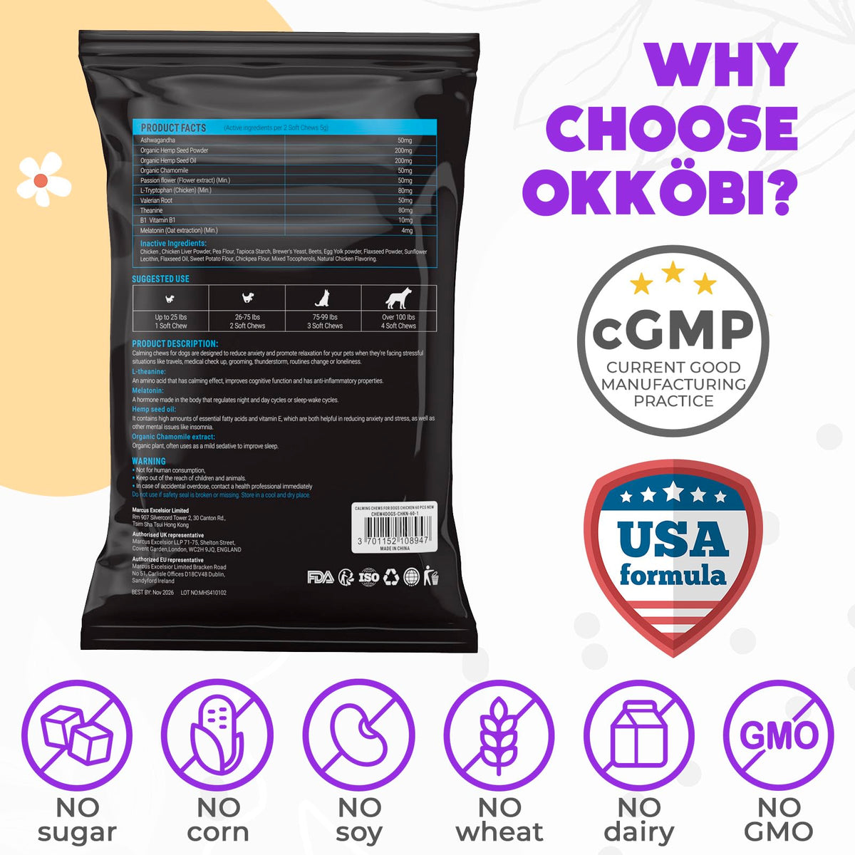 Chicken Flavor 60 Count Calming Chews for Dogs F53805