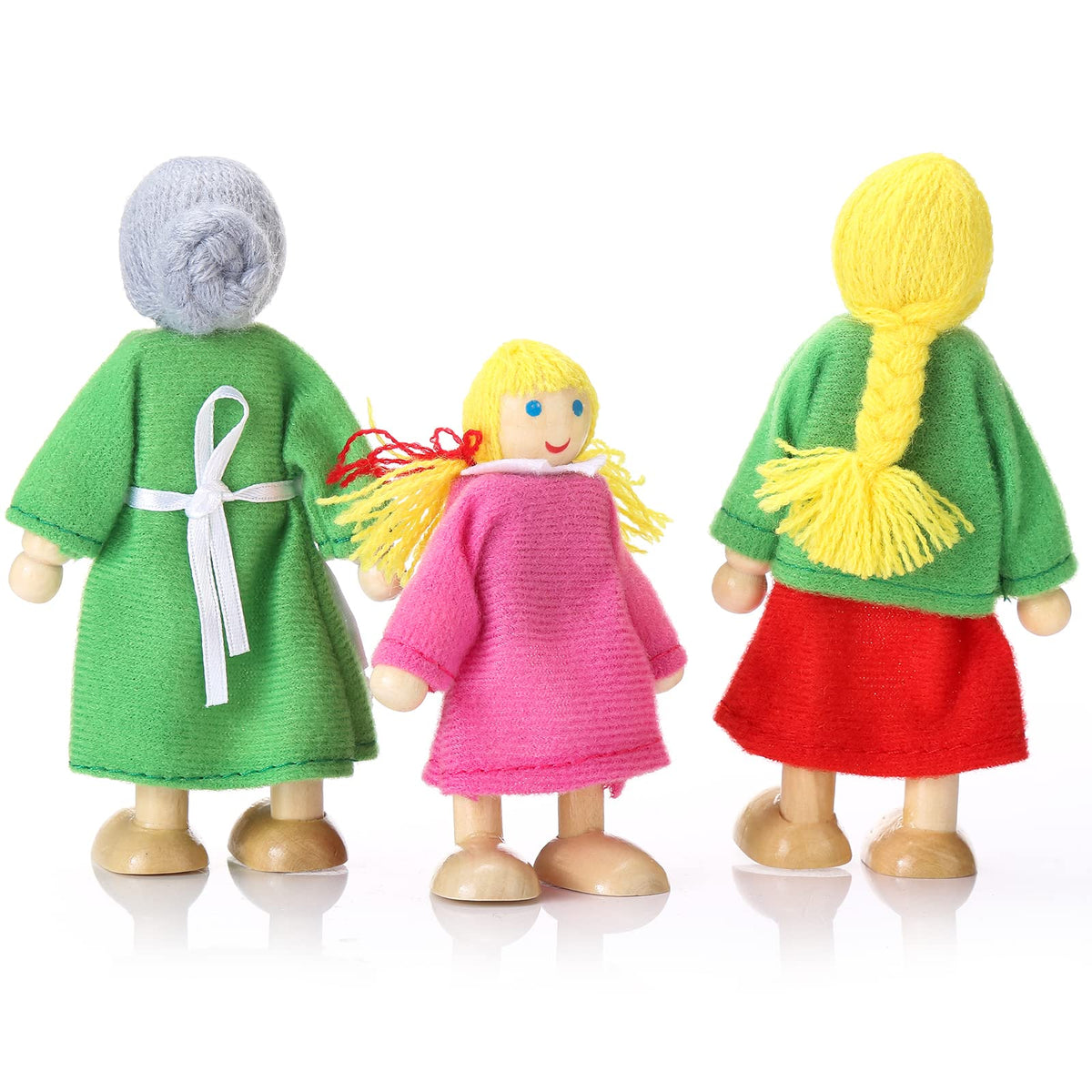 Wooden Dollhouse People Set of 7 Mini Dolls J612165