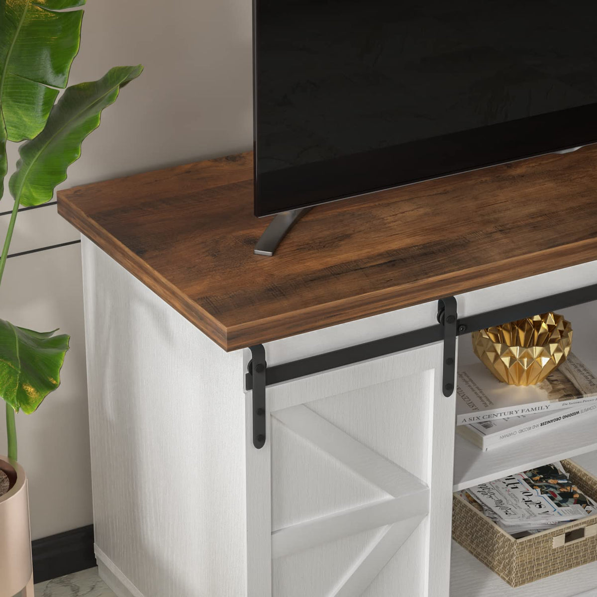 Bright White TV Stand for 65 Inch TV E8713