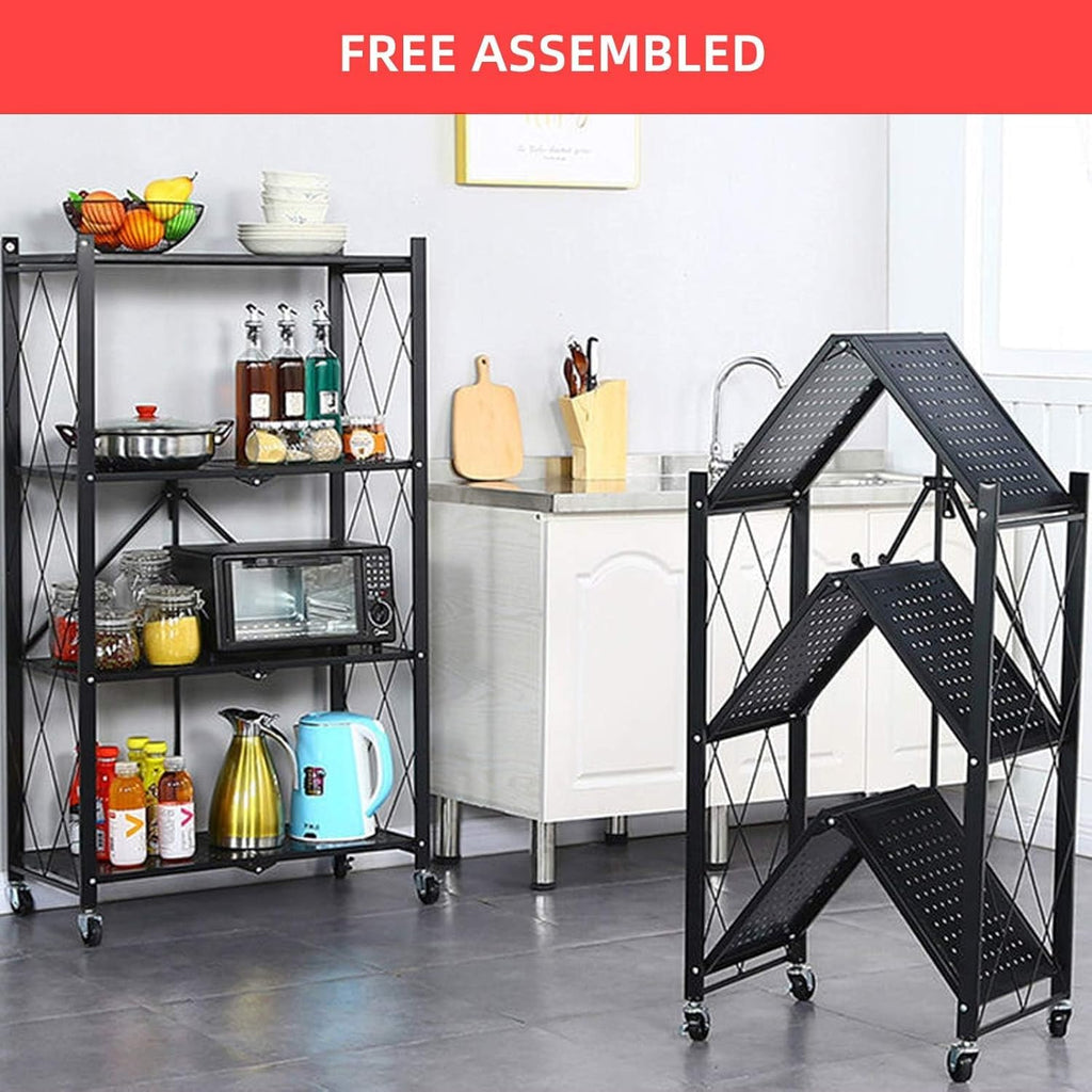 Metal Shelves, 4-Tier Foldable Shelving Unit with Wheels N751