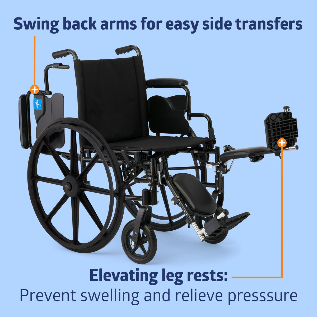 Lightweight Wheelchair with 18" Wide Seat and 300 lb. Weight Capacity Q871
