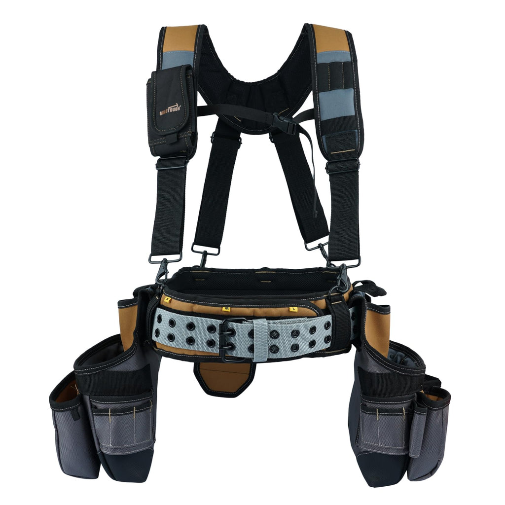 Khaki 28-Pocket Tool Belt and Suspenders I249859