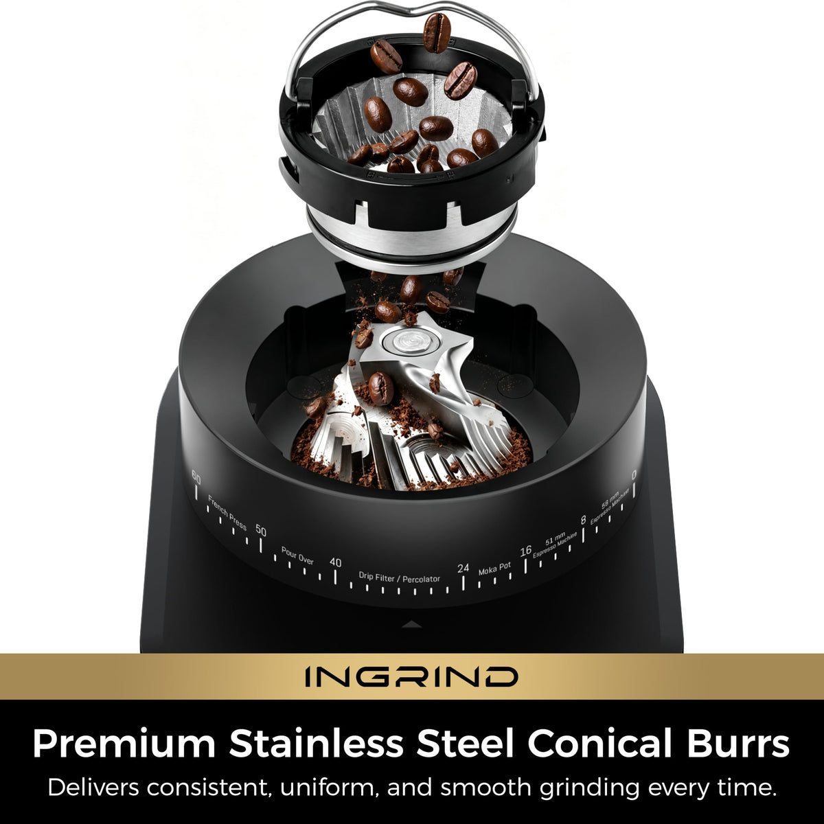 Electric Coffee Grinder with 60 Grind Settings O774053