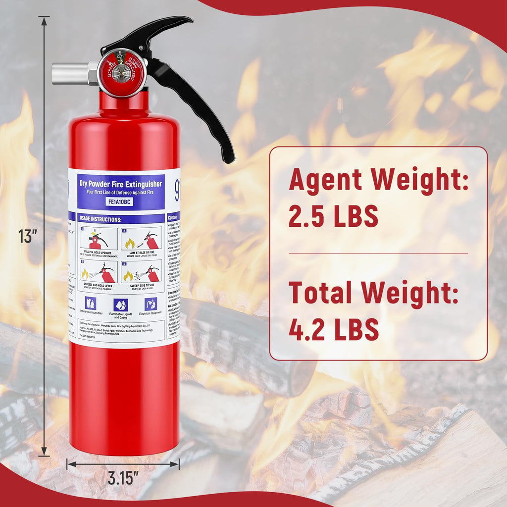 2 Pack 2.5LB ABC Dry Powder Fire Extinguisher J601