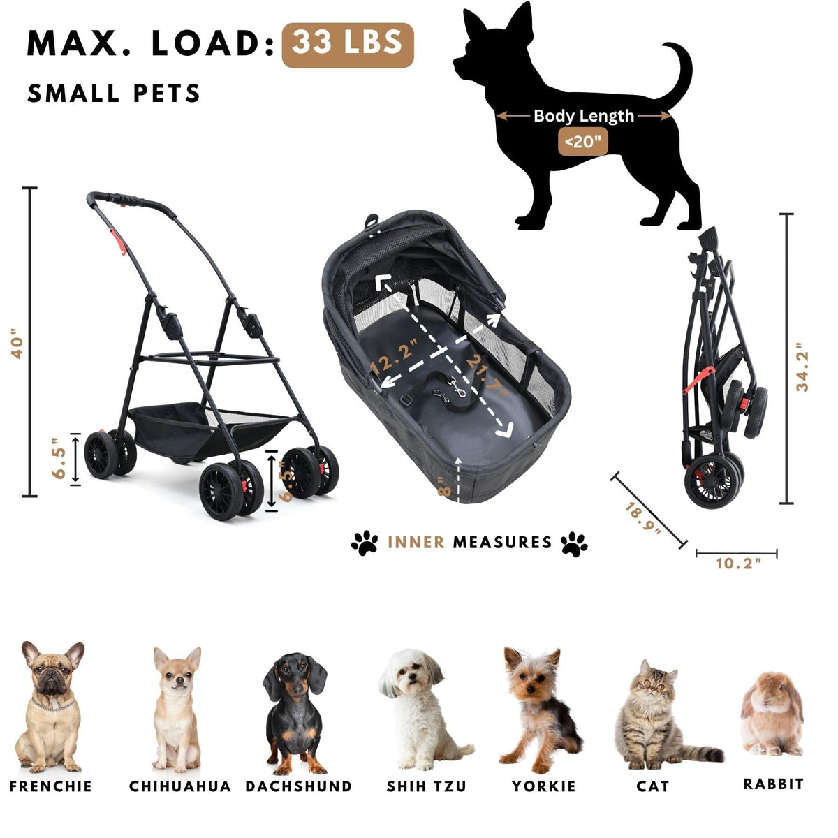 3 in 1 Pet Stroller with Detachable Carrier Z4171