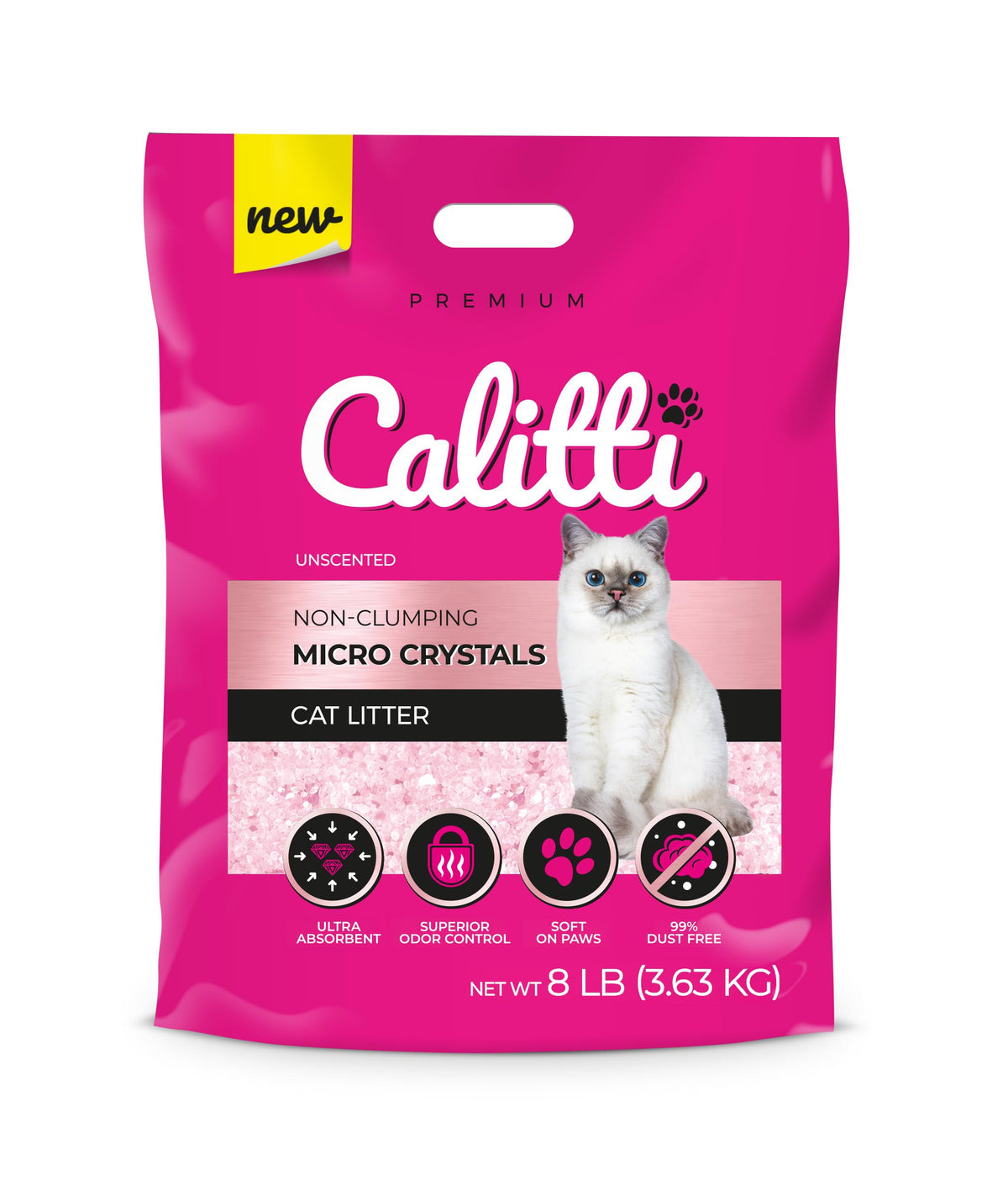Micro Crystal Cat Litter, Unscented, 8 lb Bag, Non-Clumping Silica Gel L596