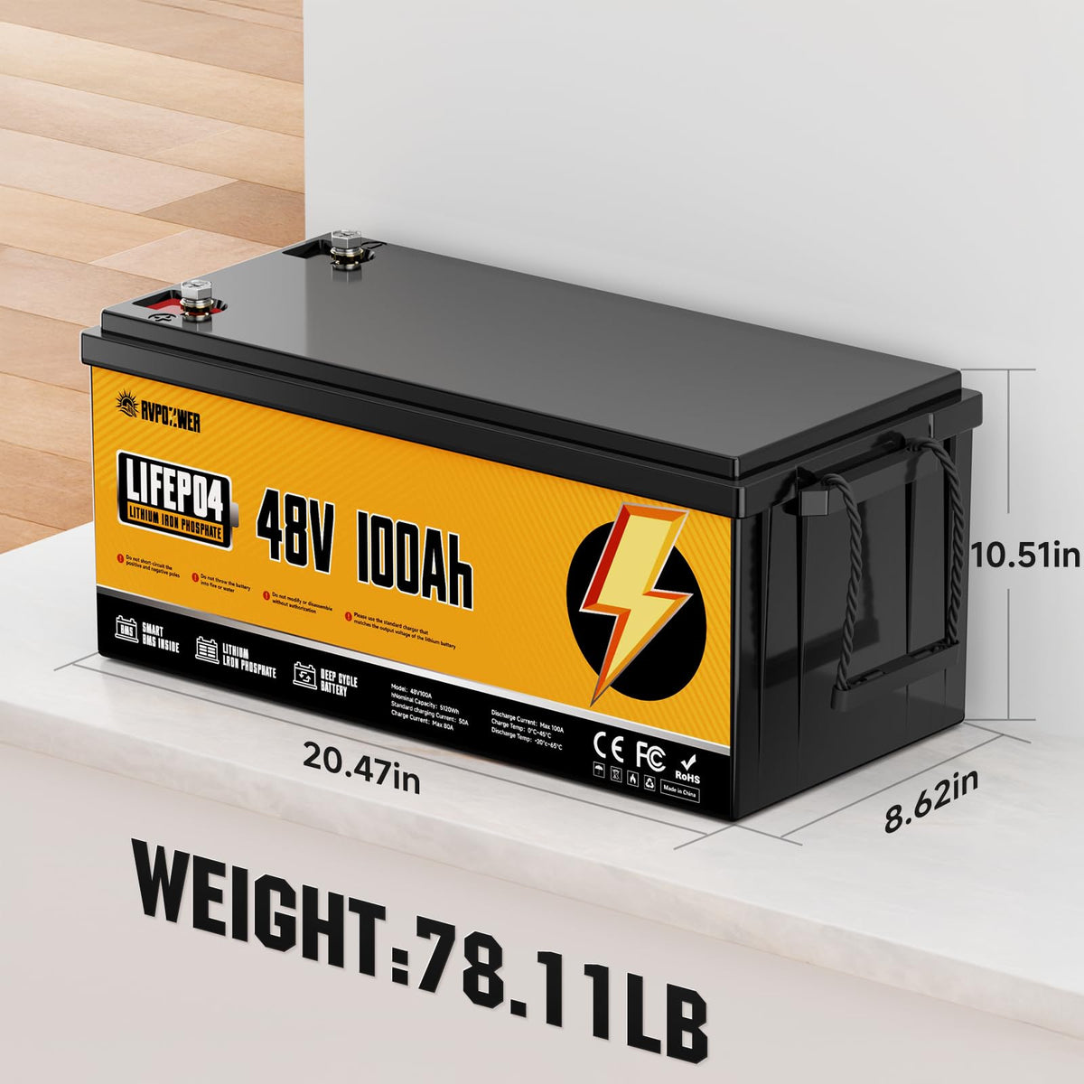 48V 100Ah LiFePO4 Battery with 100A BMS P334496