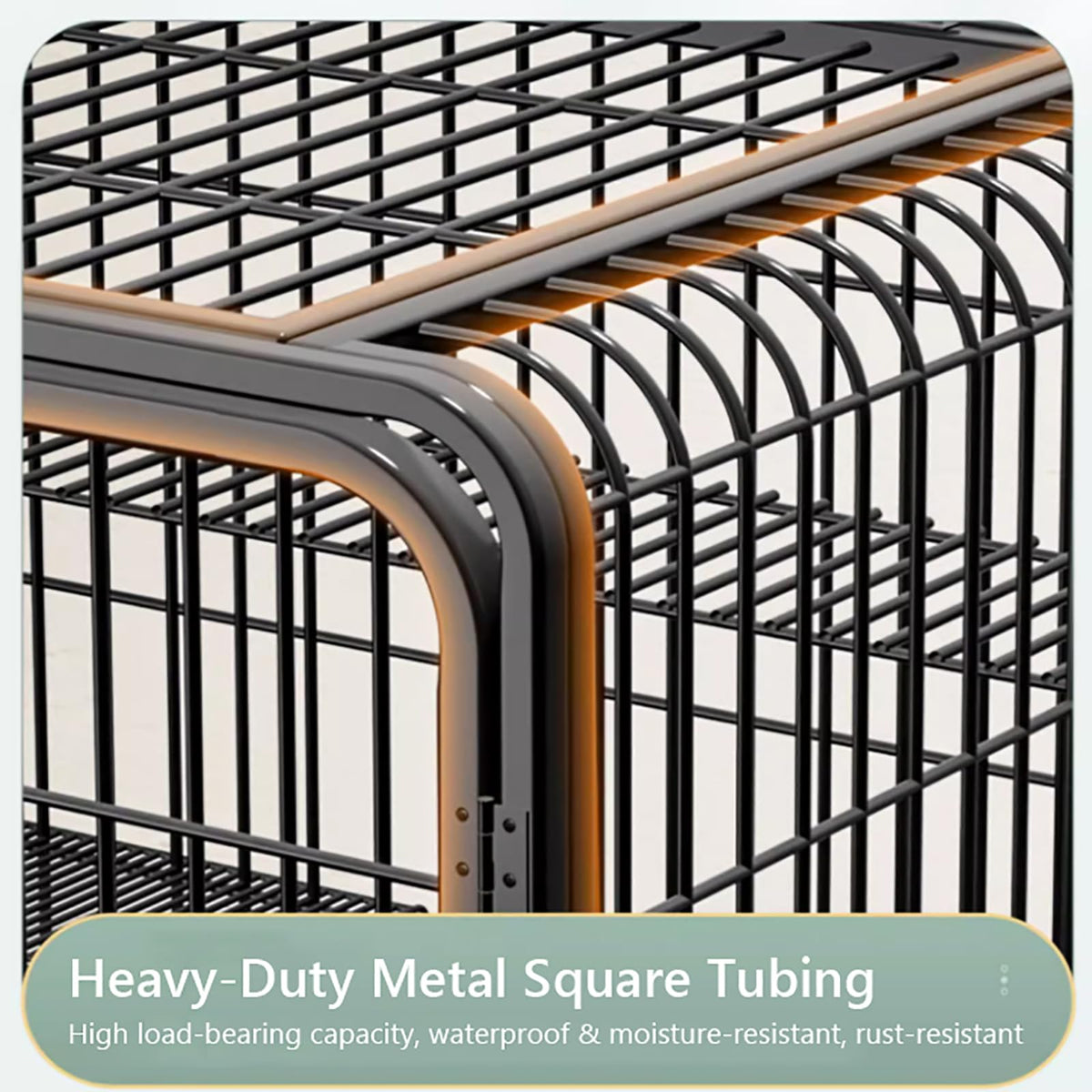 Black Metal Cat Cage with Locking Wheels X766545