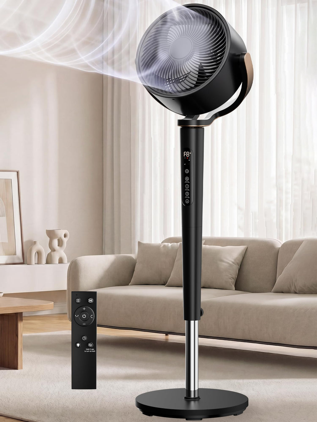 Black Adjustable Pedestal Fan with Oscillation I34314