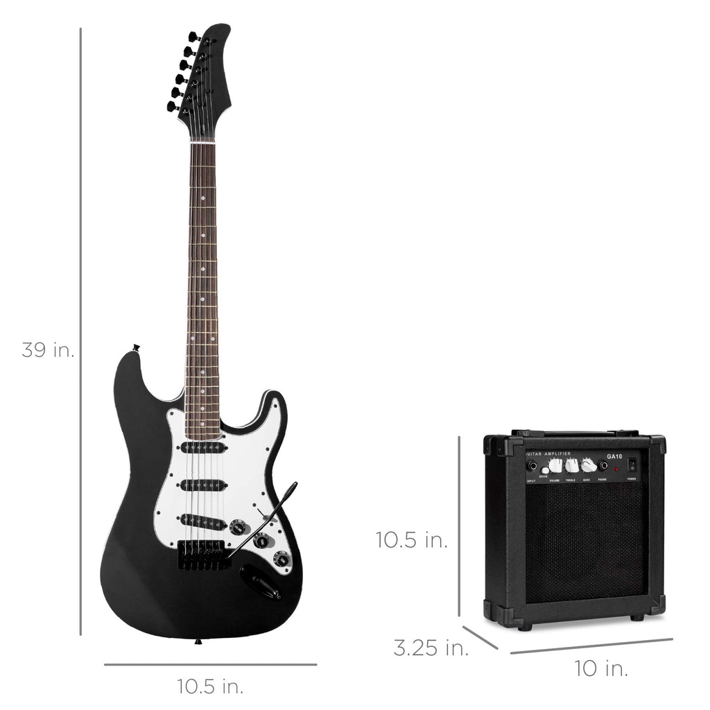 39in Full Size Beginner Electric Guitar Starter Kit with Case, Amp, Strings, Pick - Jet Black D234423