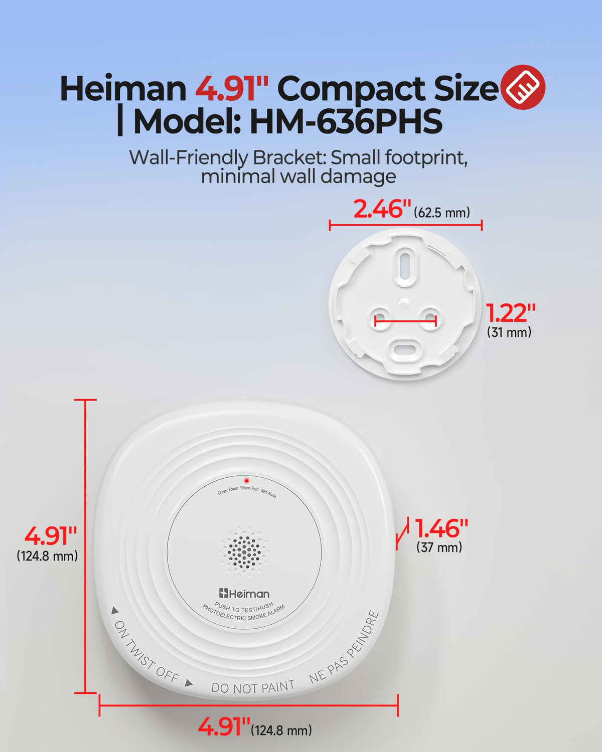 Smoke Detector 10-Year Sealed Battery Powered 3-Pack D690322
