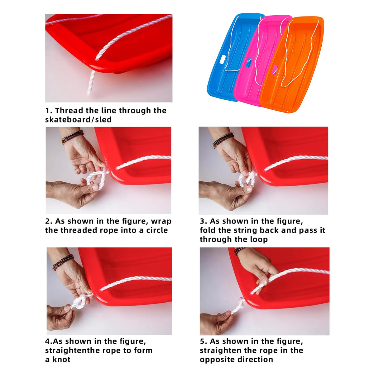 2 Piece Plastic Sled Board with Four Ropes O230