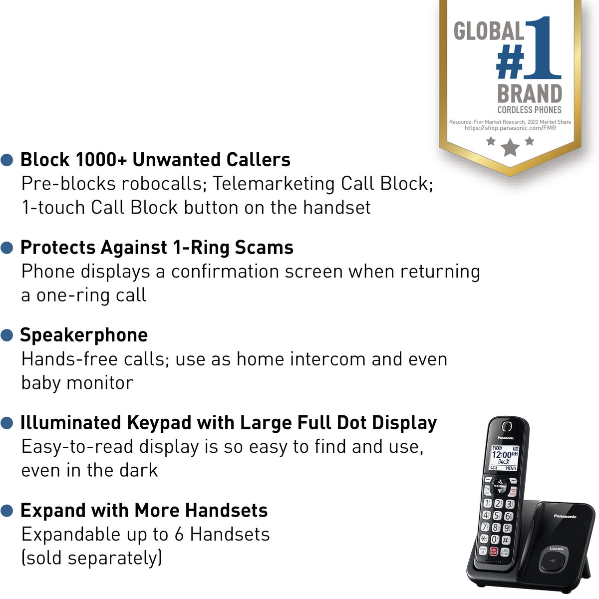 Cordless Phone with Call Block, Bilingual Caller ID, Large Display, 1 Handset X227
