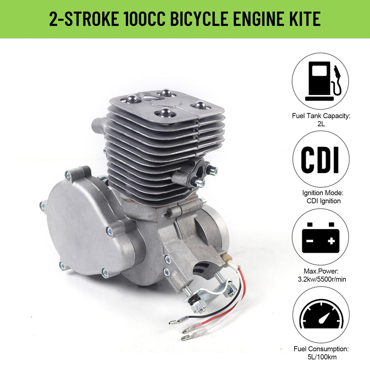 2 Stroke 100cc Bicycle Engine Kit with 44 Tooth Sprocket F4140
