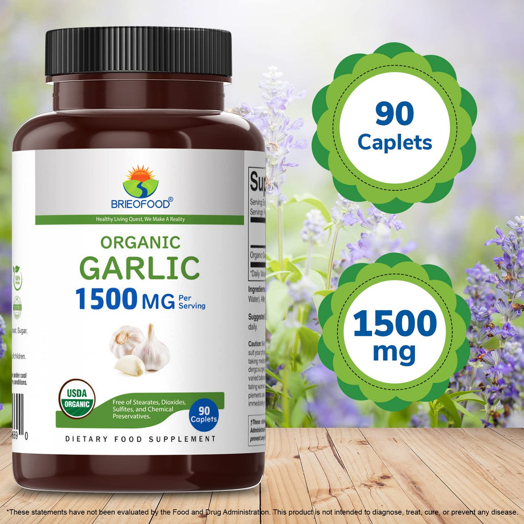 Organic Garlic 1500mg 90 Vegetarian Tablets J44024