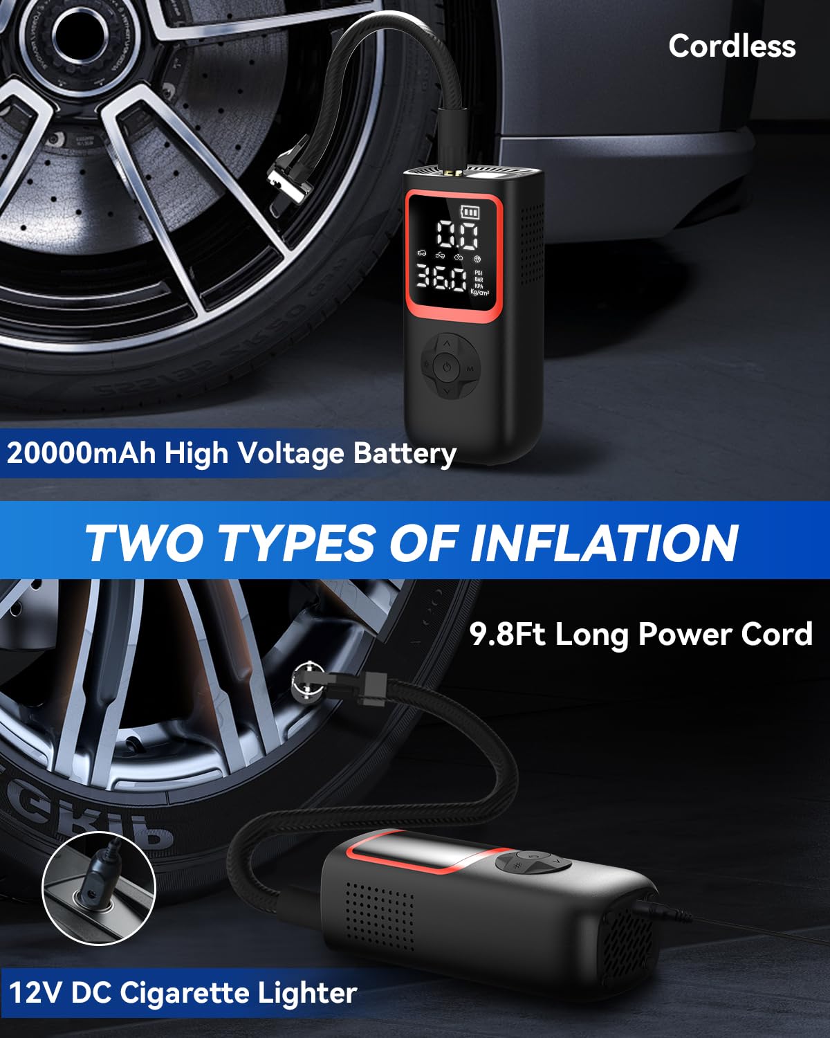 150PSI Portable Tire Inflator Air Pump Q2055