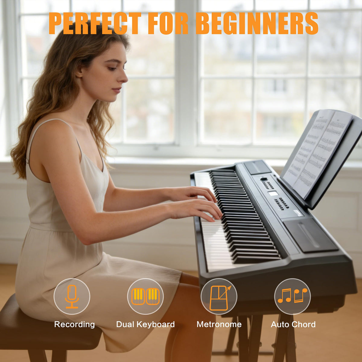 88 Key Weighted Hammer Action Digital Piano with Stand and 3 Pedal Unit W2176