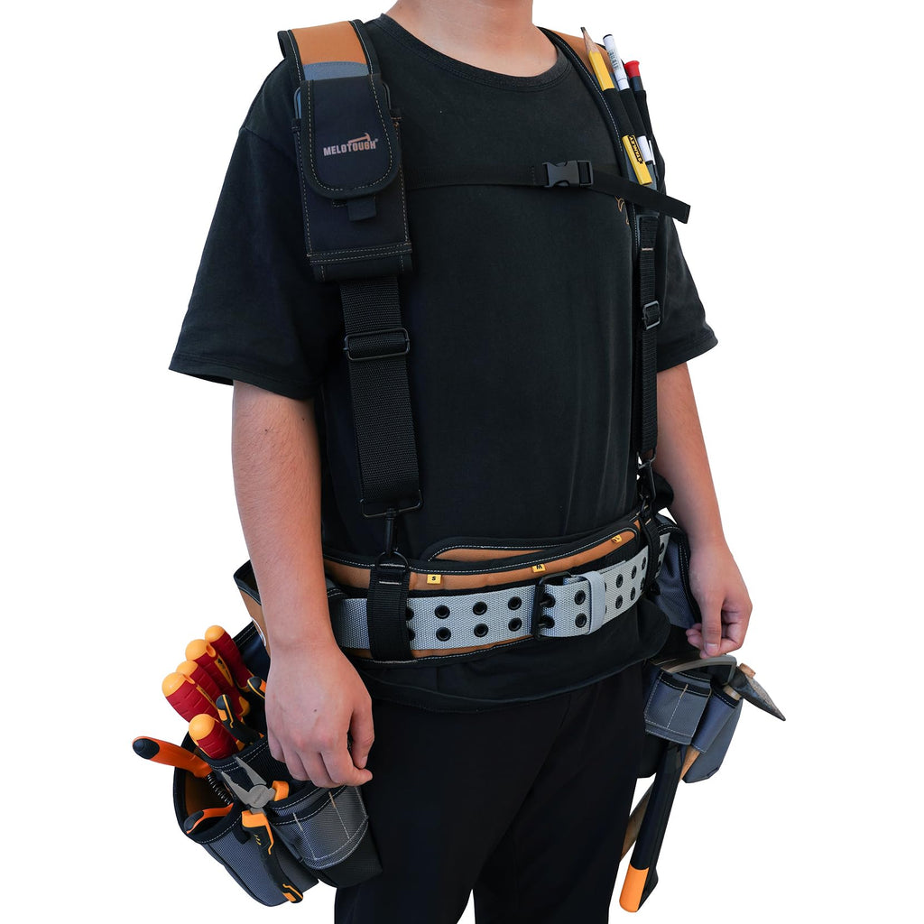 Khaki 28-Pocket Tool Belt and Suspenders I249859