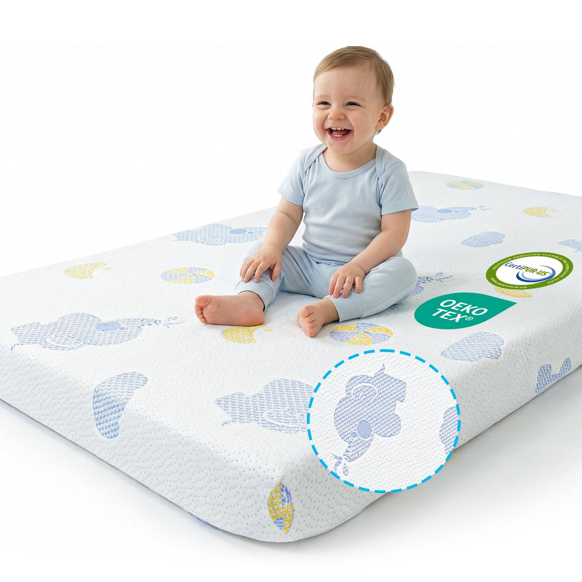 Pack and Play Mattress, 38"x26" Dual Sided Memory Foam J754574
