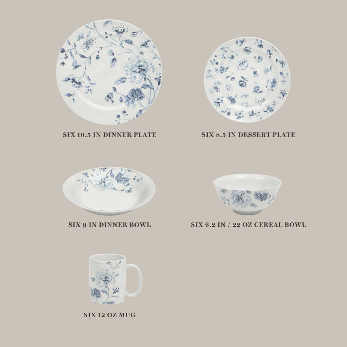 30 Piece Blue Floral Porcelain Dinnerware Set O282