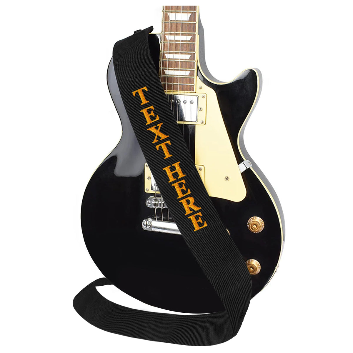 Black 3" Embroidered Guitar Strap U6512
