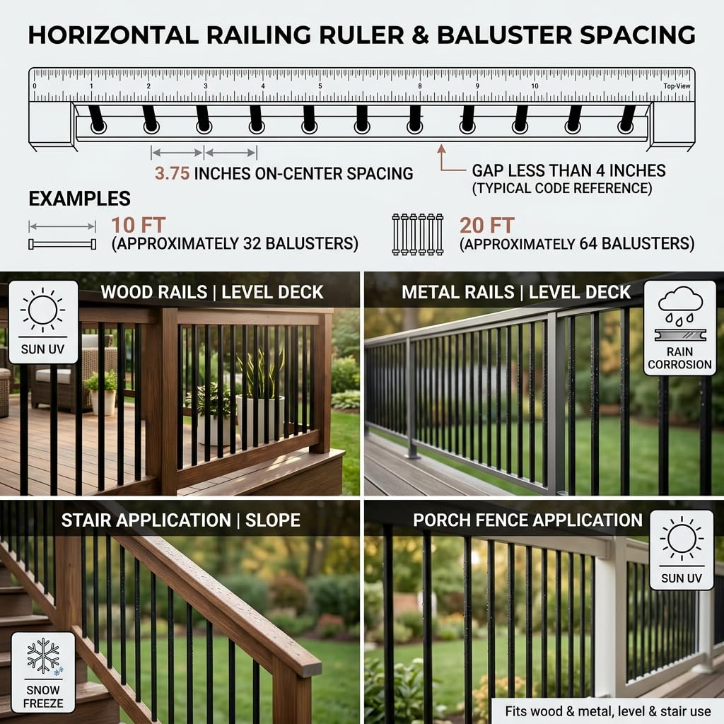 32" Black Aluminum Deck Balusters 120 Pack L1937