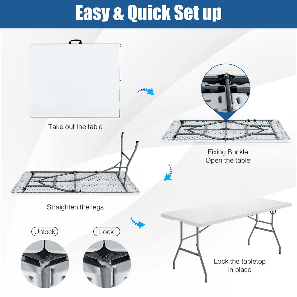 6FT Portable Folding Picnic Table with Handle S430