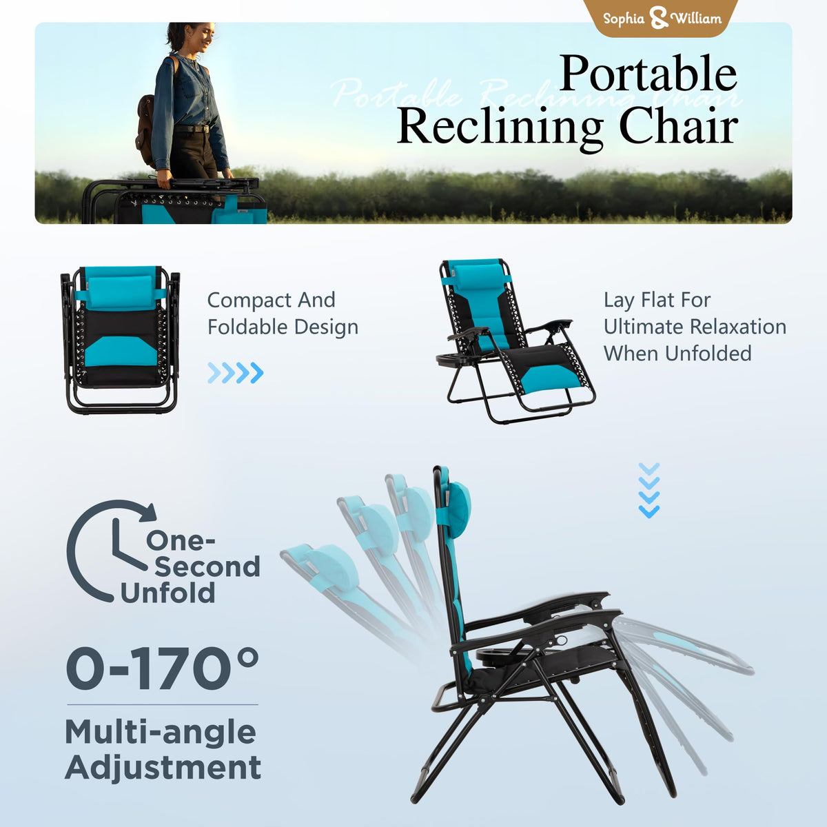 Aqua Padded Zero Gravity Chair Set of 2 Y80298