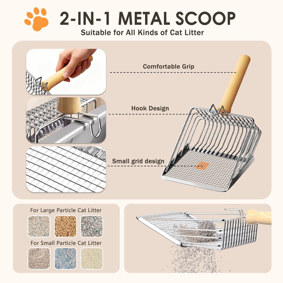 Stainless Steel High Sided Litter Box with Scoop G888