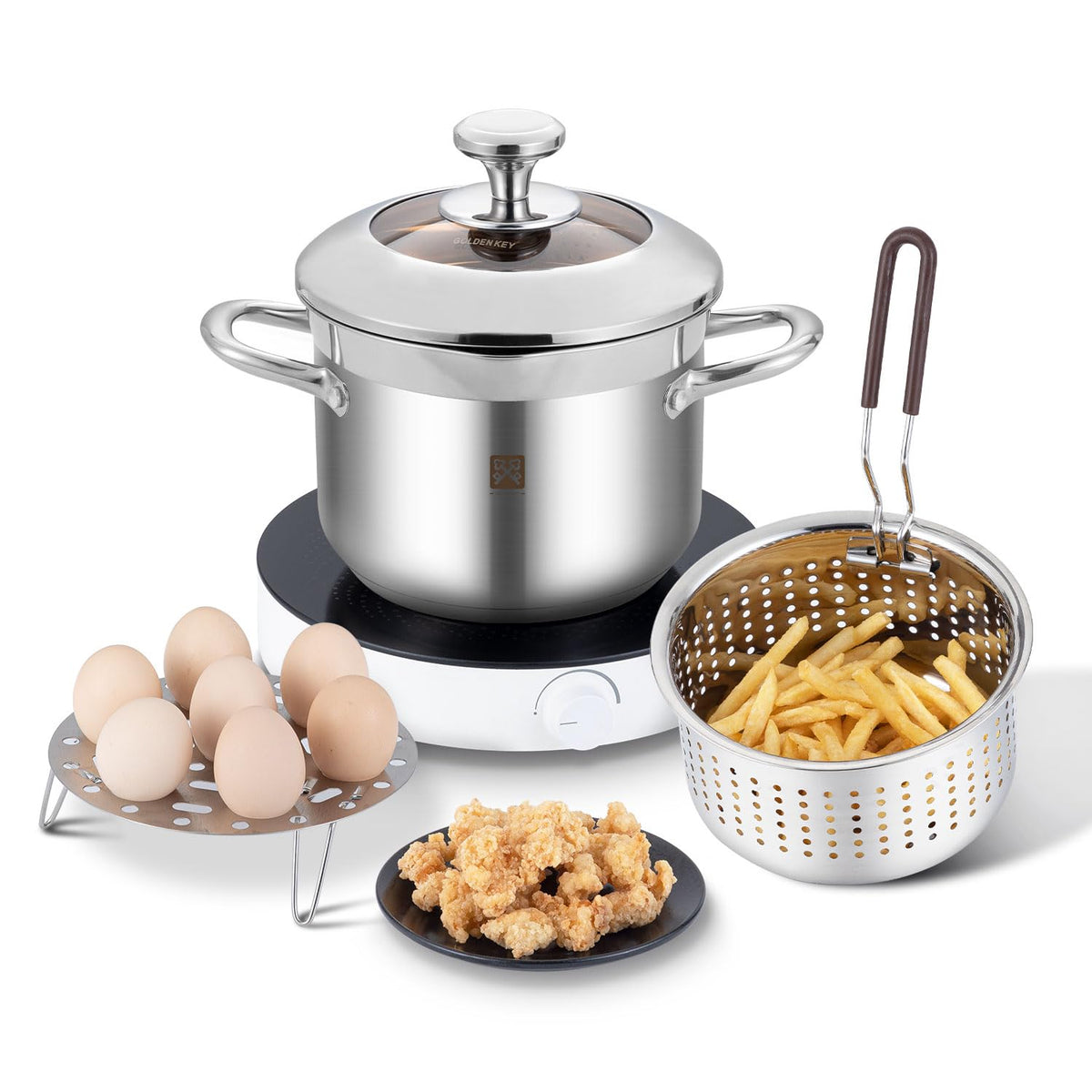 4.0L Deep Fryer Pot with Basket and Lid T360