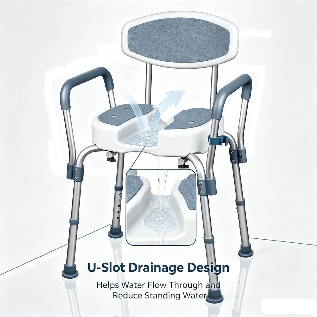 Height Adjustable Shower Chair with Padded Armrests X7241