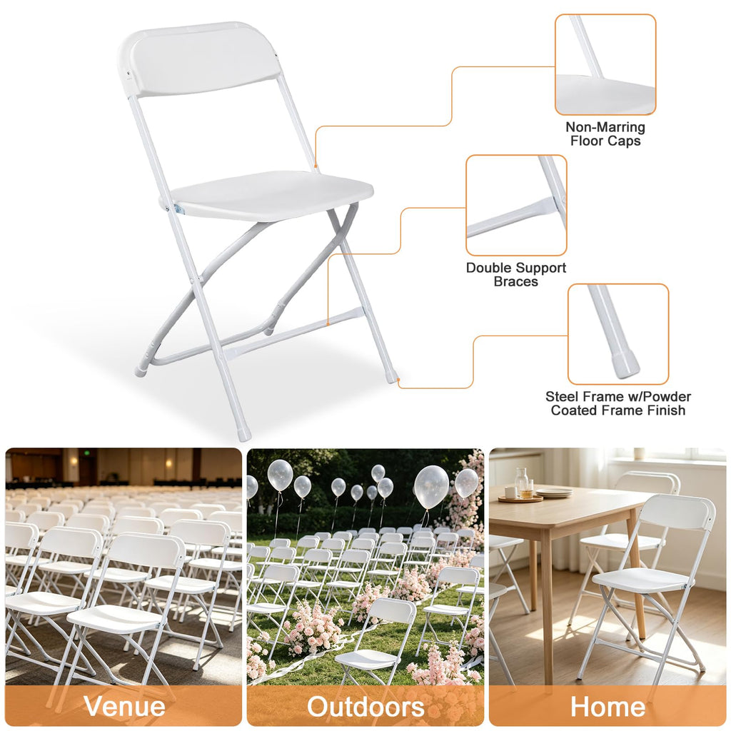 White 10 Pack Folding Chairs with Steel Frame L6762